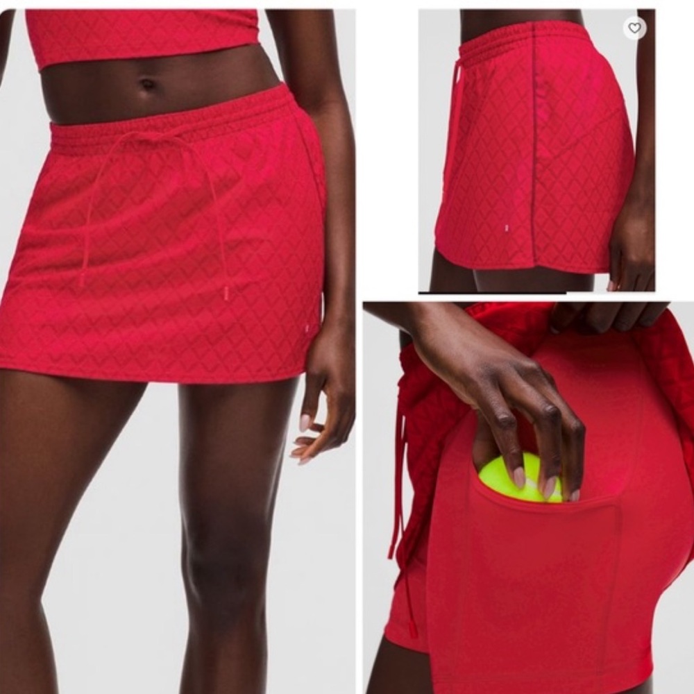 lululemon athletica Red Quilted Mini Skirt